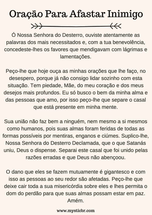 Oração para afastar inimigo ou pessoa desafeta